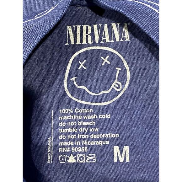 Nirvana Vintage Style Smile Back Short Sleeve Unisex T Shirt Crew Neck M Blue - Picture 8 of 15